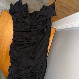 Elegant Black Ruched Dress